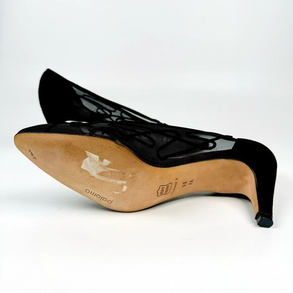 Vintage Paloma Mesh Classic Black High Heel Stylish Party Pumps Size 9.5AA - Picture 7 of 10